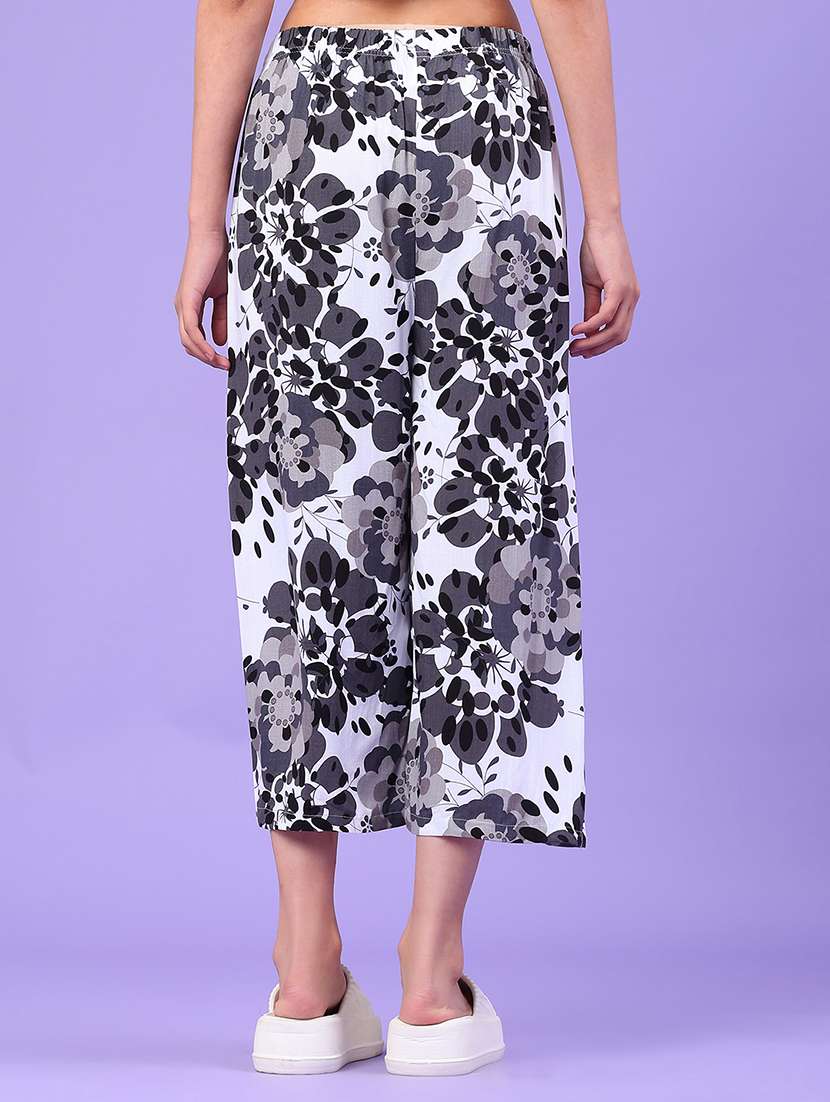 women floral mid rise culottes trouser - 22223202 -  Standard Image - 3