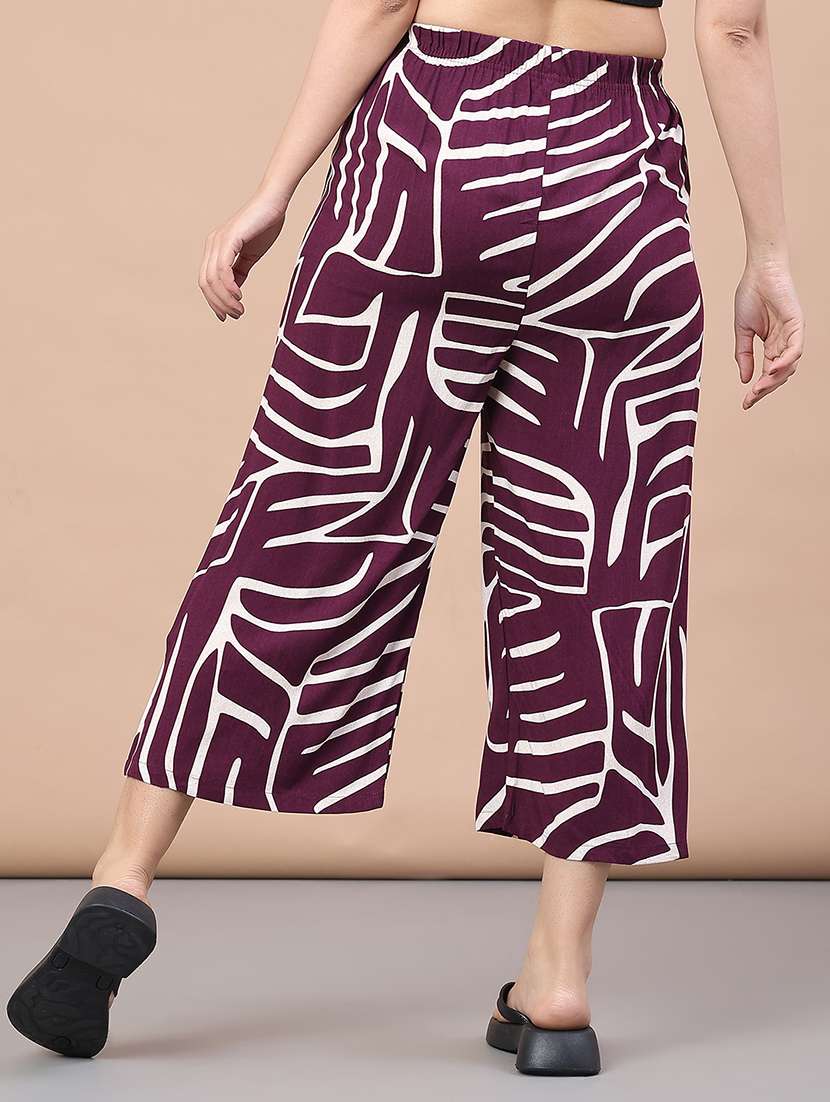 women abstract mid rise culottes trouser - 22223203 -  Standard Image - 3