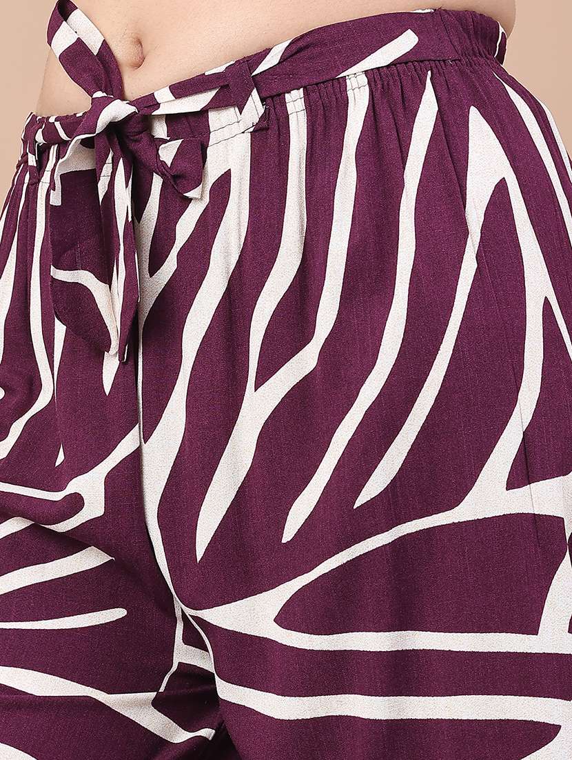 women abstract mid rise culottes trouser - 22223203 -  Standard Image - 5
