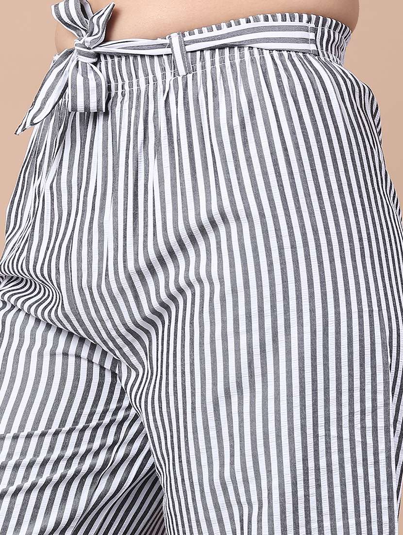 women striped mid rise culottes trouser - 22223205 -  Standard Image - 5