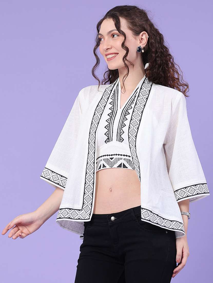 women printed halter neck top with jacket - 22223225 -  Standard Image - 3