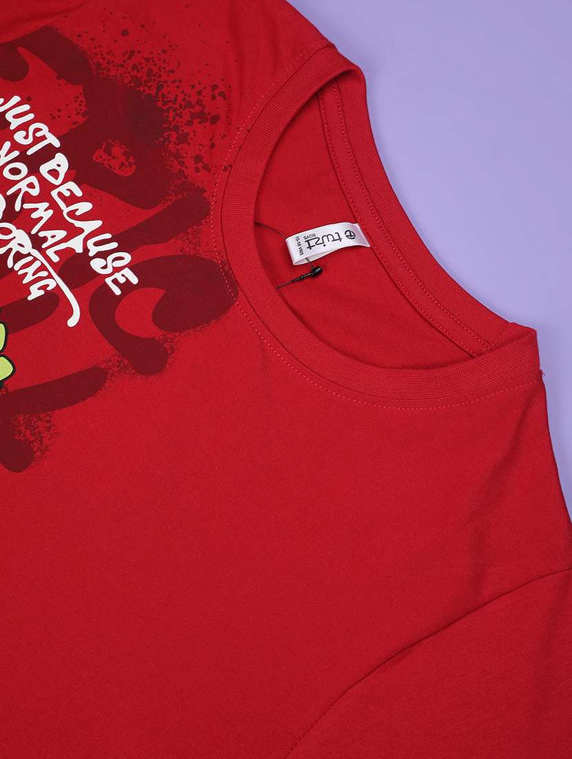 boys red cotton blend t-shirt - 22223231 -  Standard Image - 3