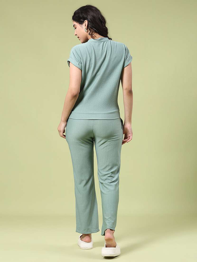 women self design short sleeve t-shirt & trouser co-ords set - 22223281 -  Standard Image - 3