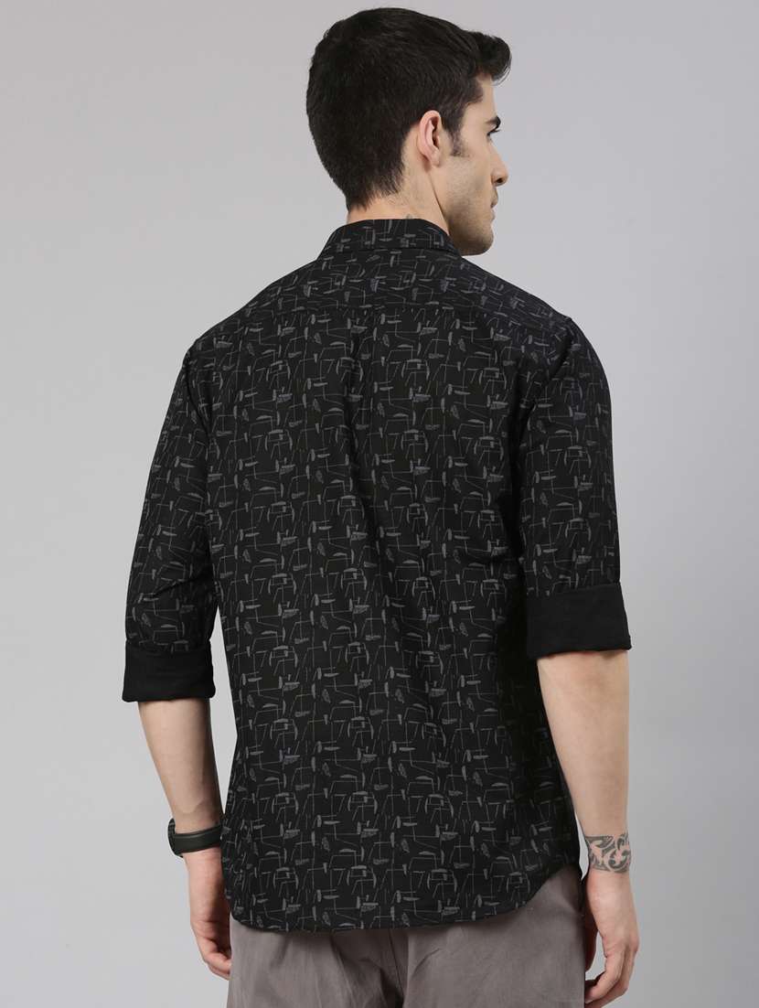 men printed long sleeve slim fit casual shirt - 22223375 -  Standard Image - 3