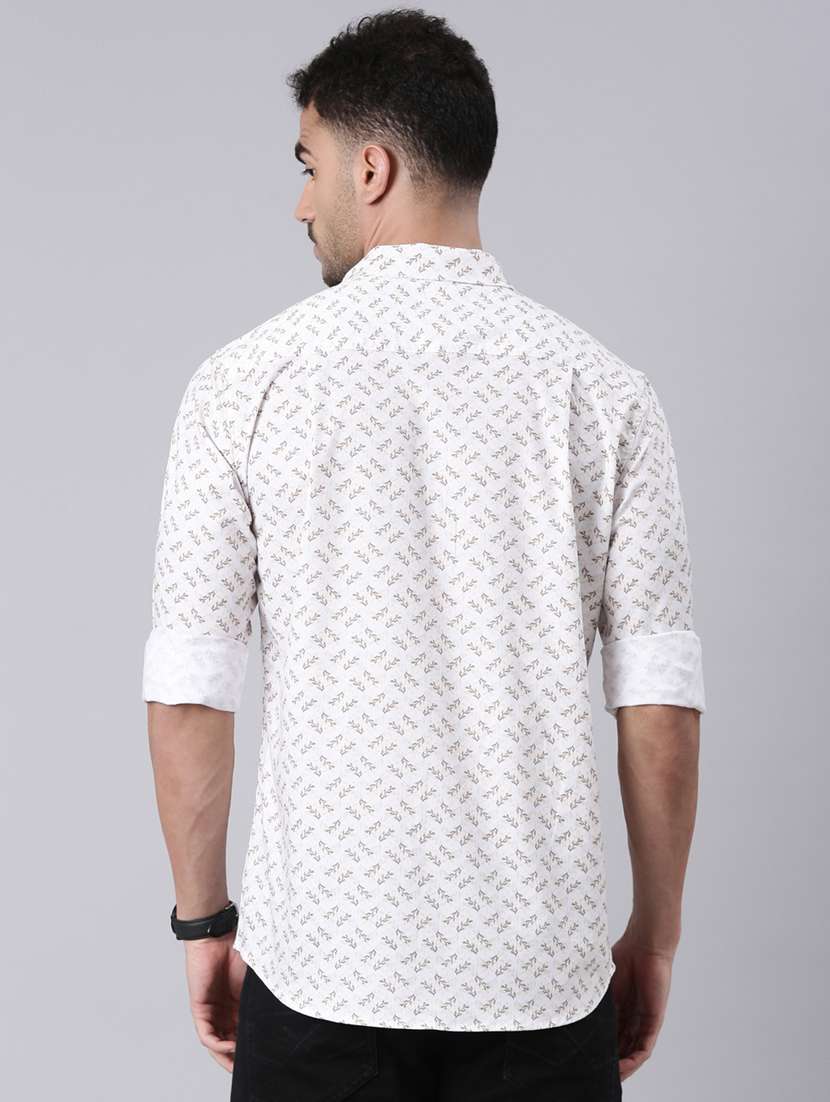 men printed long sleeve slim fit casual shirt - 22223376 -  Standard Image - 3