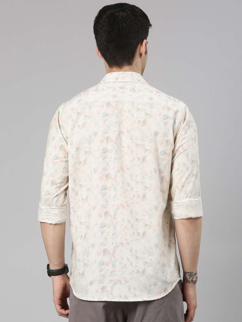 men printed long sleeve slim fit casual shirt - 22223378 -  Standard Image - 3