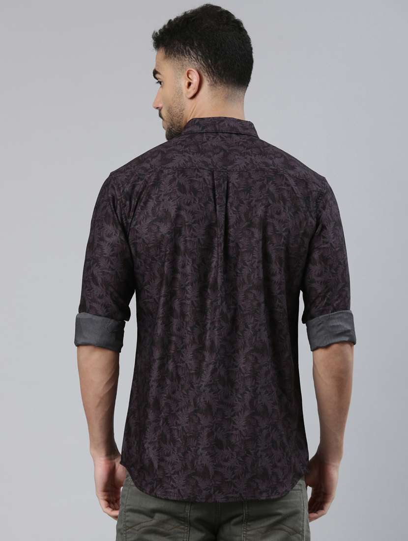 men printed long sleeve slim fit casual shirt - 22223380 -  Standard Image - 3