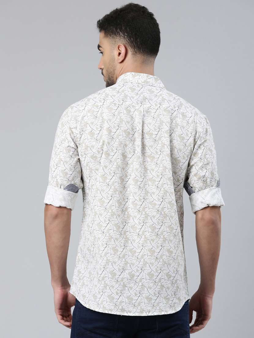 men printed long sleeve slim fit casual shirt - 22223382 -  Standard Image - 3
