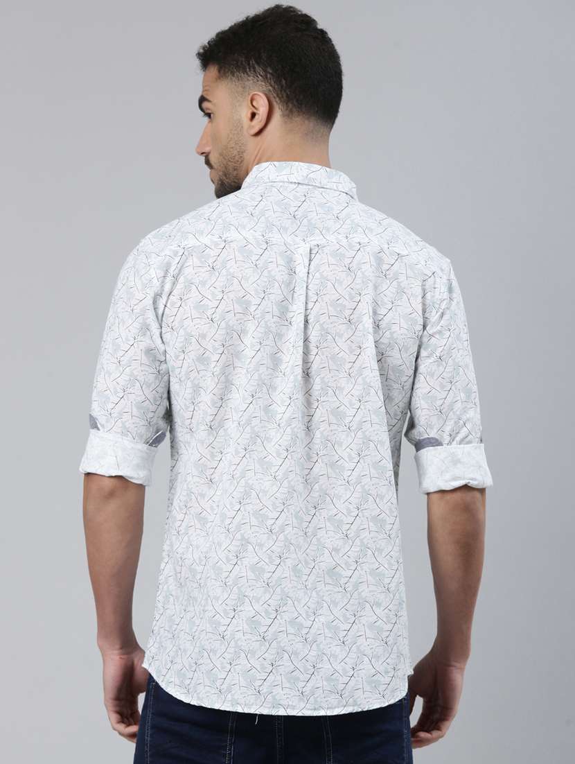 men printed long sleeve slim fit casual shirt - 22223383 -  Standard Image - 3