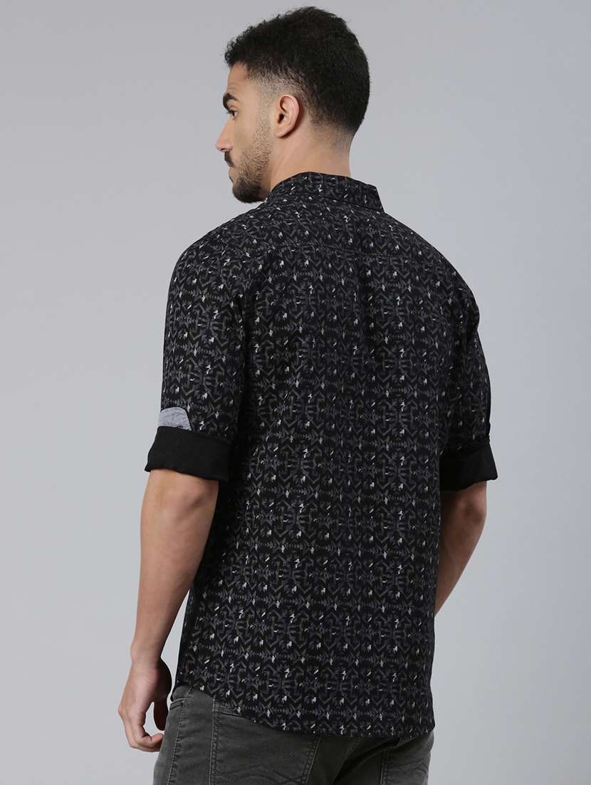 men printed long sleeve slim fit casual shirt - 22223384 -  Standard Image - 3