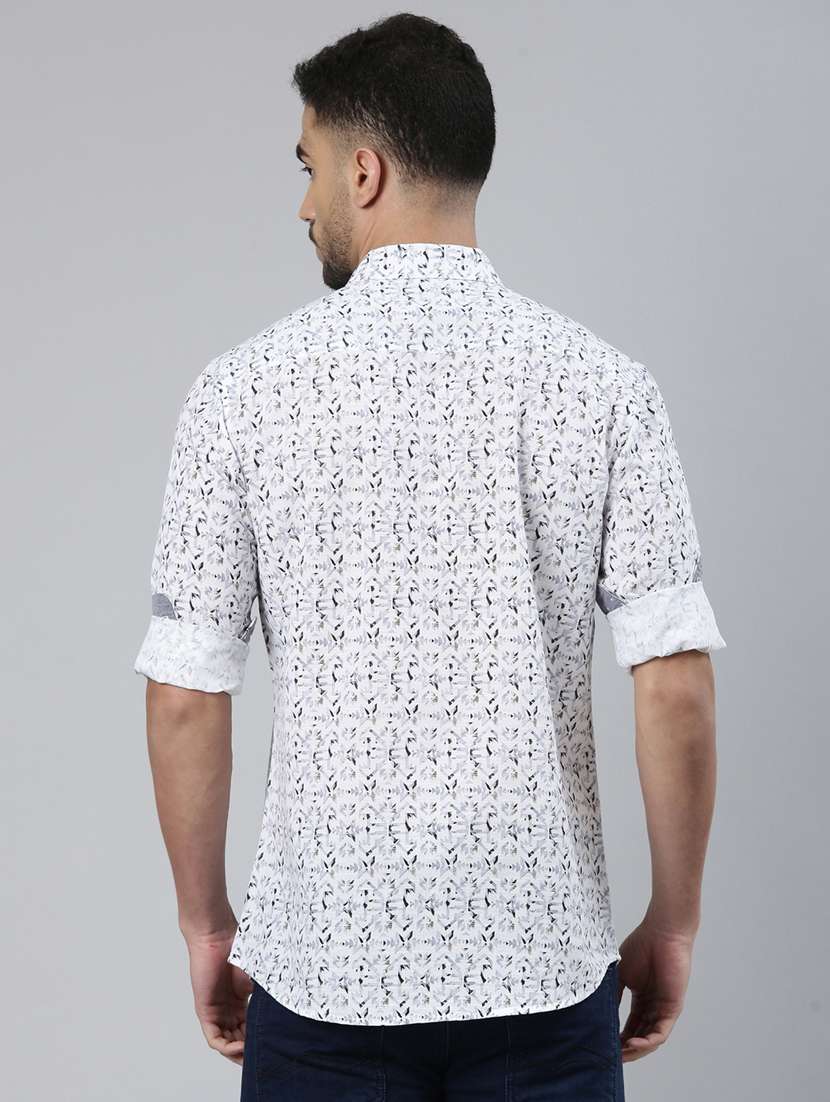 men printed long sleeve slim fit casual shirt - 22223385 -  Standard Image - 3