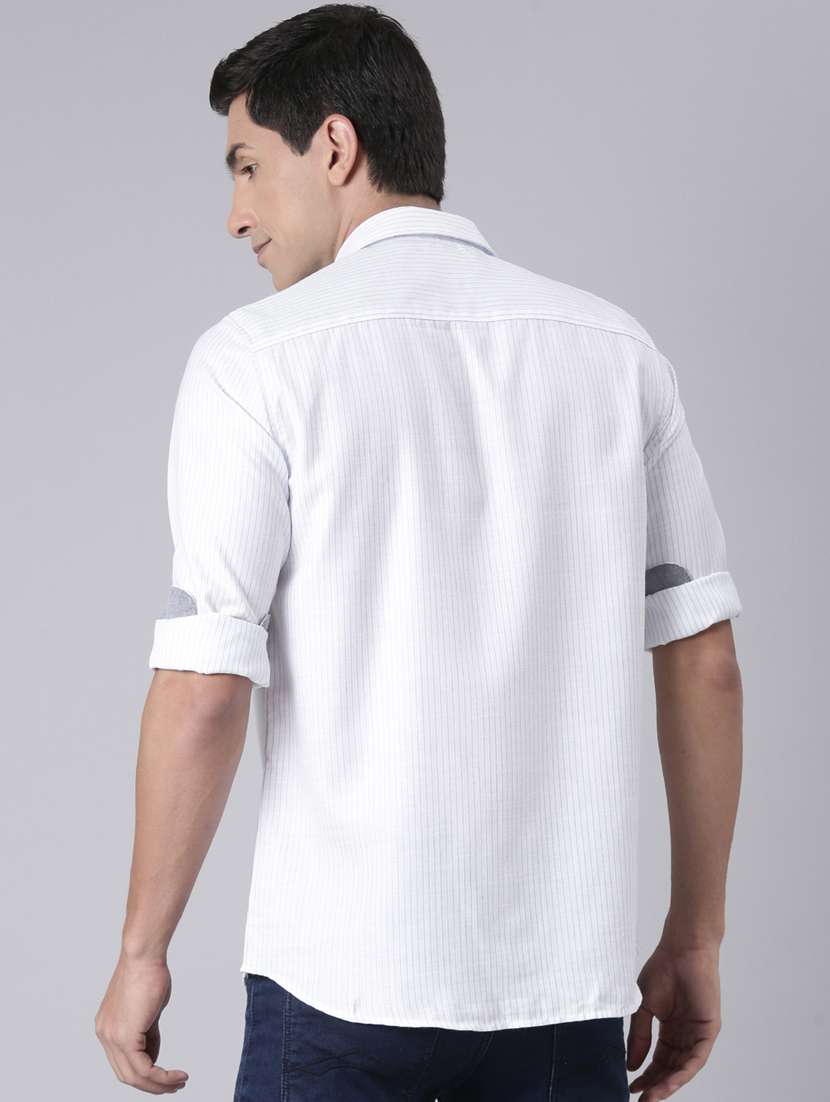 men striped long sleeve slim fit casual shirt - 22223391 -  Standard Image - 3