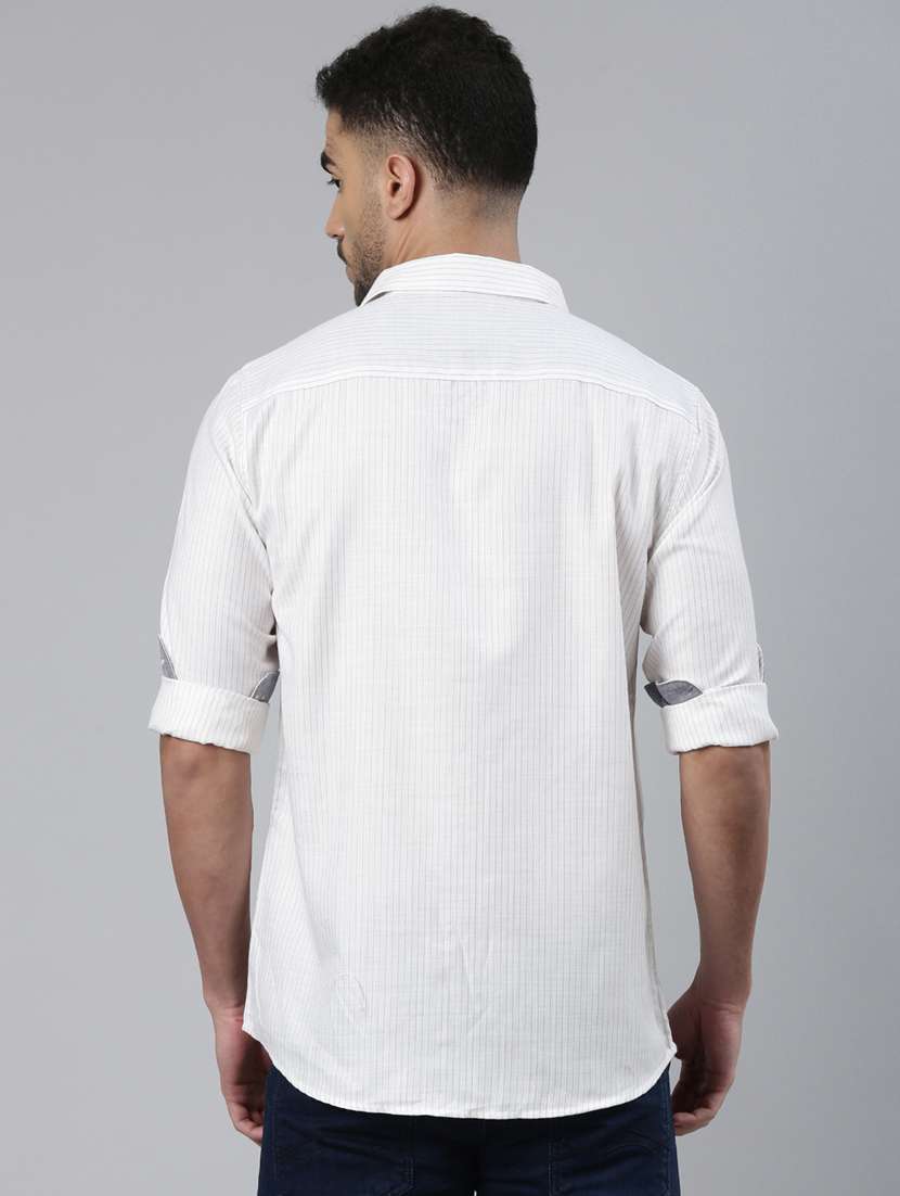 men striped long sleeve slim fit casual shirt - 22223392 -  Standard Image - 3