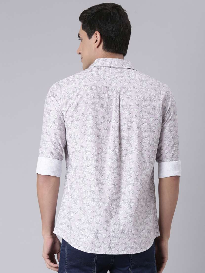 men printed long sleeve slim fit casual shirt - 22223394 -  Standard Image - 3