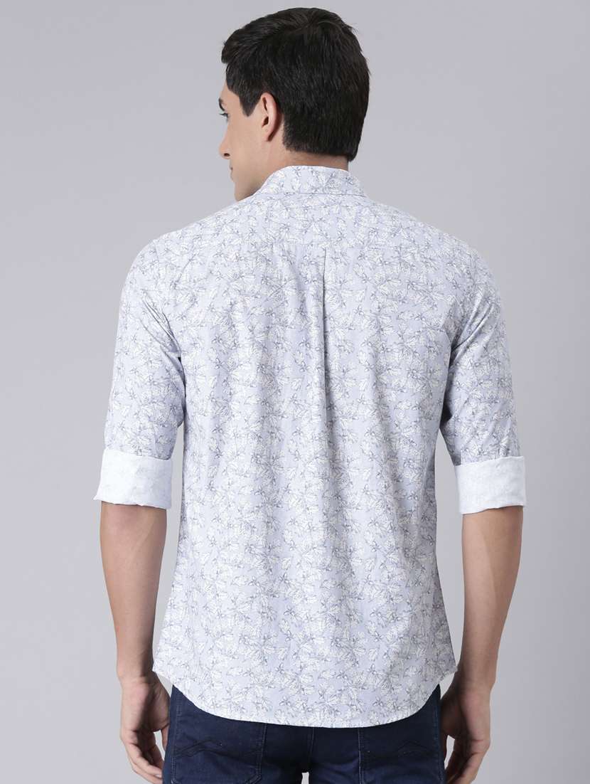 men printed long sleeve slim fit casual shirt - 22223395 -  Standard Image - 3