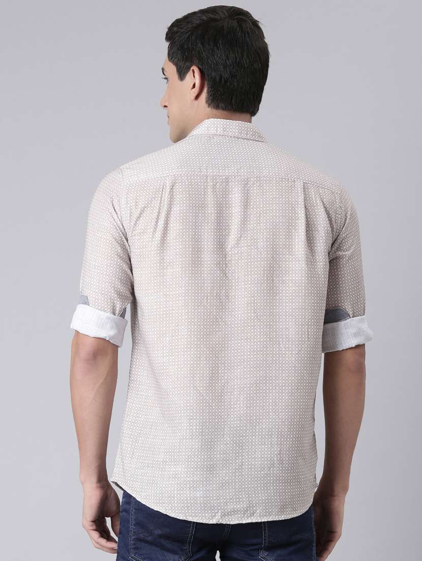 men printed long sleeve slim fit casual shirt - 22223398 -  Standard Image - 3