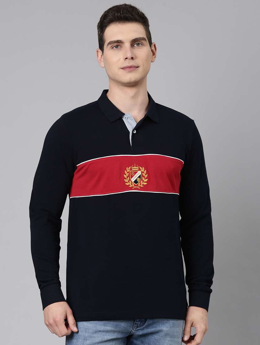 men color block long sleeve regular fit t-shirt