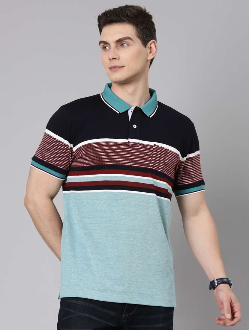 men color block short sleeve regular fit polo t-shirt