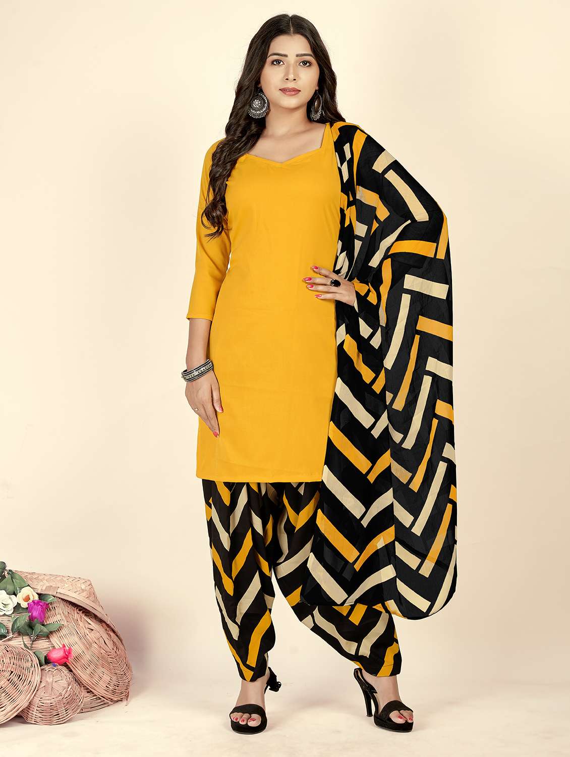 women solid unstitched salwar suit set