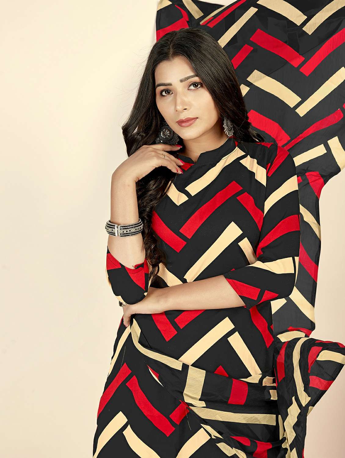 women geometric unstitched salwar suit set - 22223518 -  Standard Image - 3