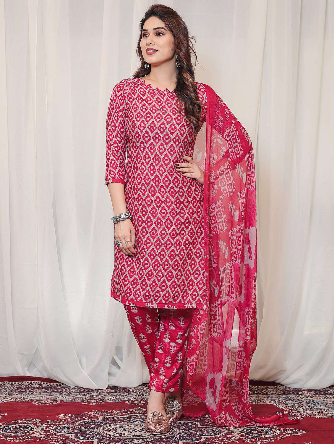 women printed unstitched suit set - 22223519 -  Standard Image - 3