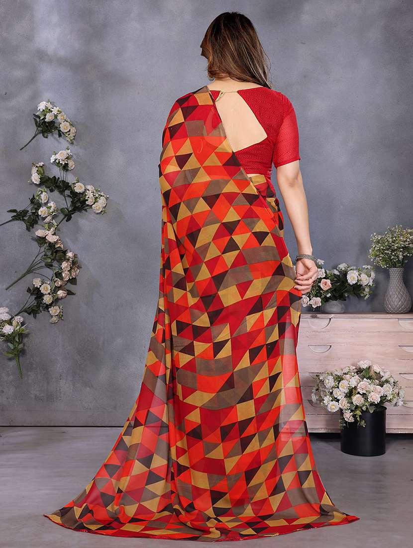 women printed casual wear saree with blouse - 22223576 -  Standard Image - 3