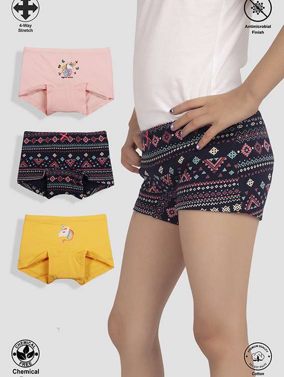 girls pack of 3 printed bloomer