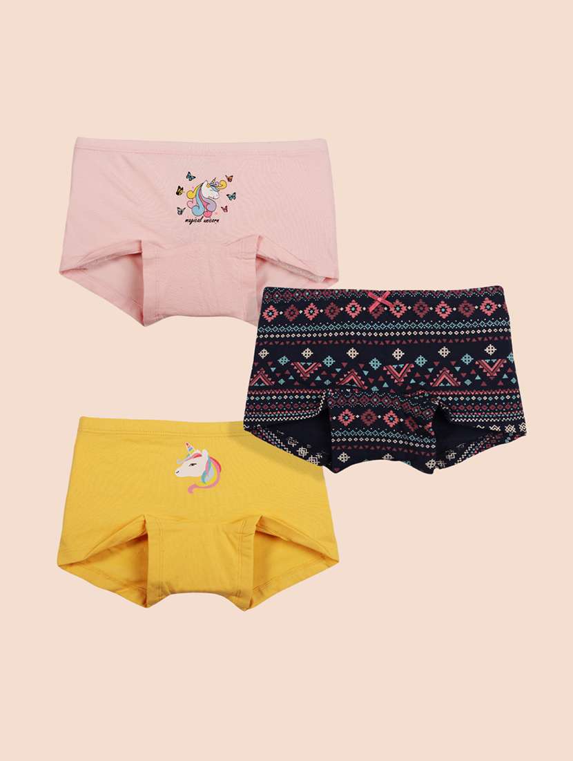 girls pack of 3 printed bloomer