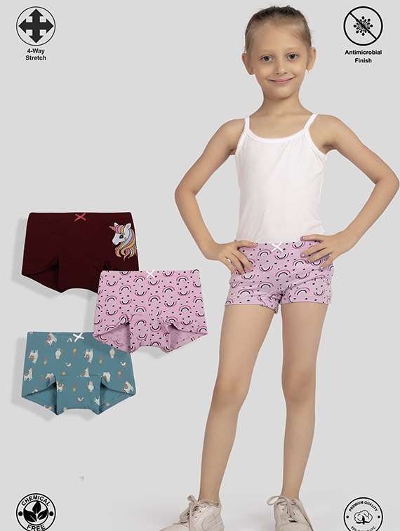 girls pack of 3 printed bloomer