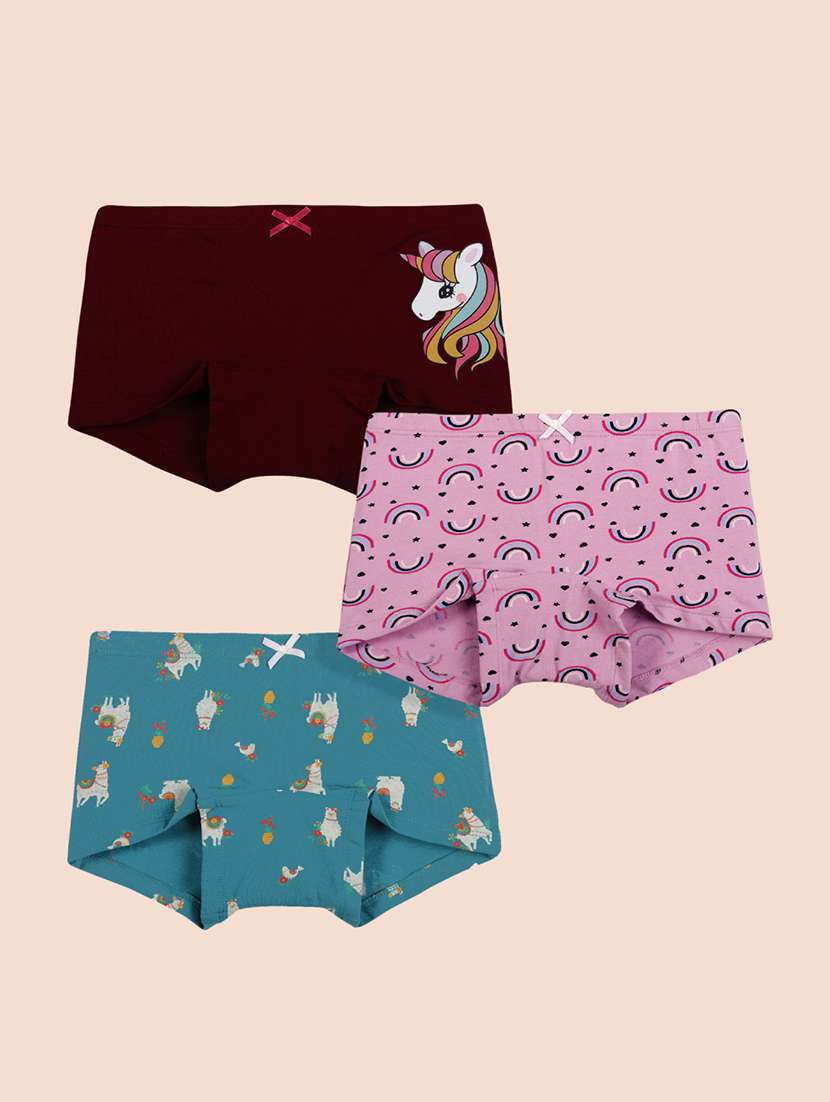 girls pack of 3 printed bloomer