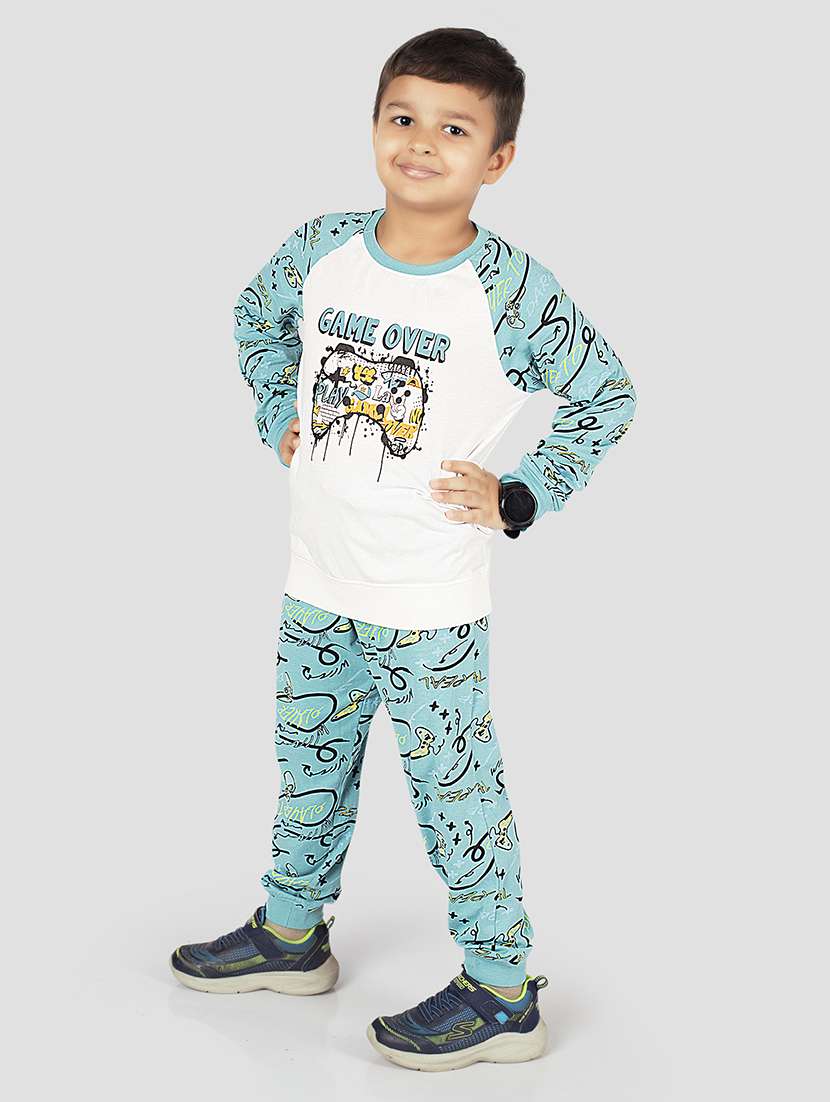 boys printed full length co-ord set
