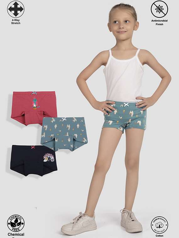 girls pack of 3 printed bloomer