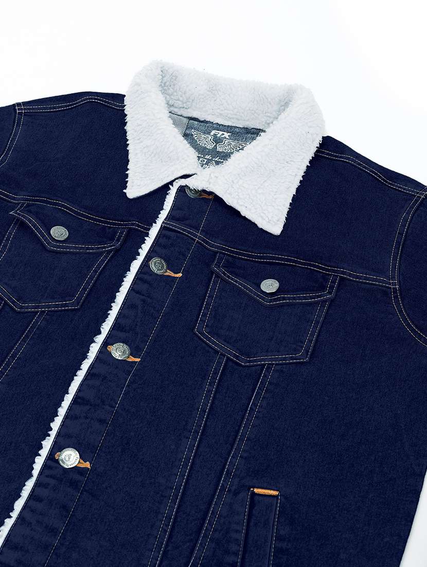 men solid long sleeve denim casual jacket - 22223633 -  Standard Image - 3