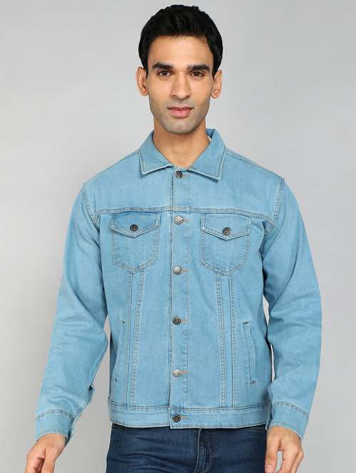 men solid long sleeve denim casual jacket - 22223659 -  Standard Image - 0