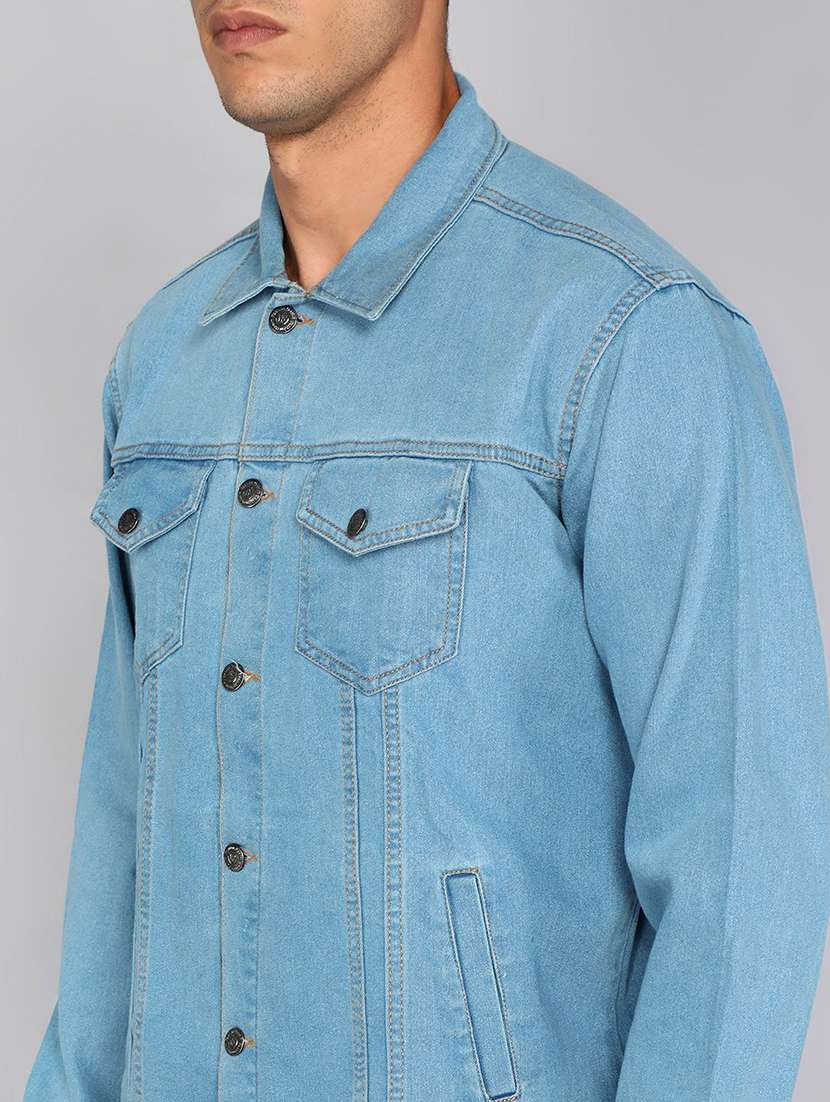 men solid long sleeve denim casual jacket - 22223659 -  Standard Image - 3