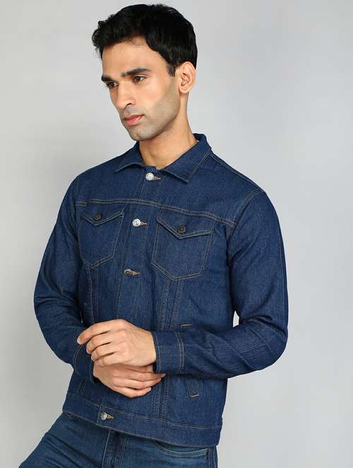 men solid long sleeve denim casual jacket - 22223660 -  Standard Image - 0