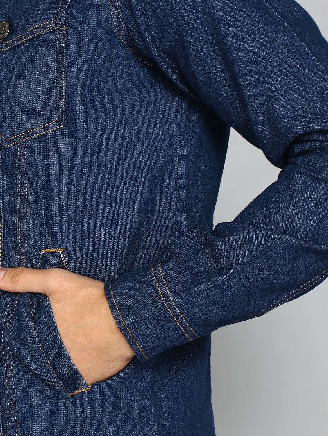 men solid long sleeve denim casual jacket - 22223660 -  Standard Image - 3