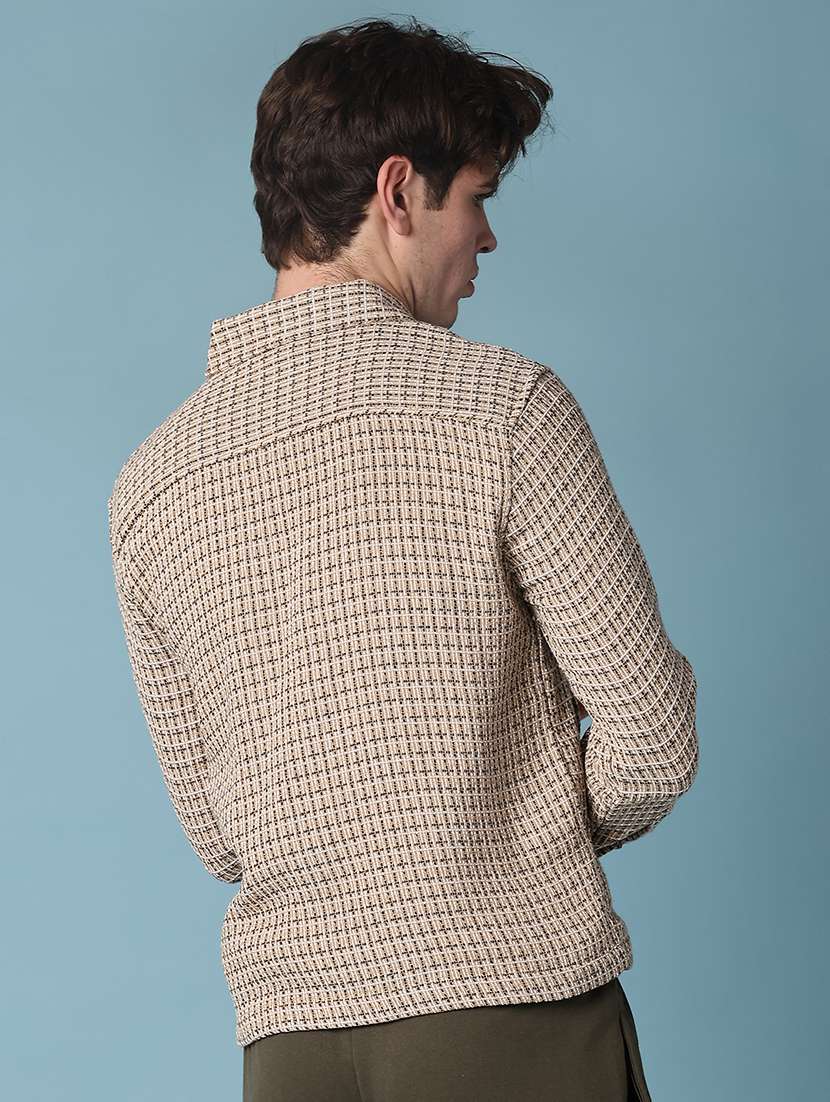 men self design long sleeve regular fit shacket - 22223673 -  Standard Image - 3