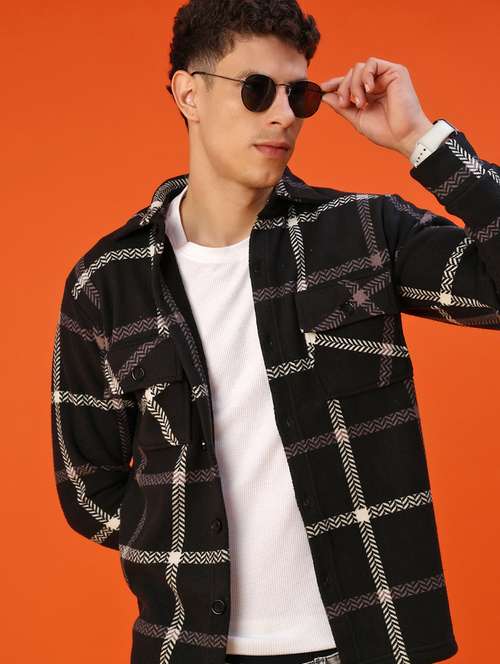 men checkered long sleeve regular fit shacket - 22223675 -  Standard Image - 0