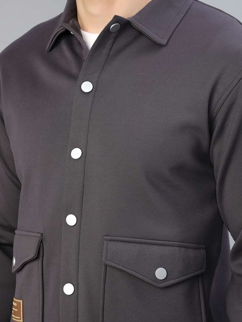men solid long sleeve regualr fit shacket - 22223680 -  Standard Image - 5