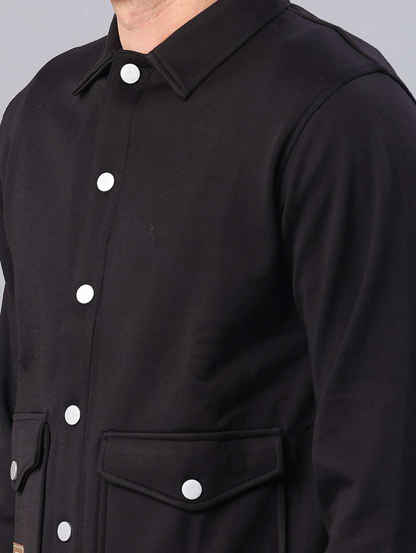 men solid long sleeve regualr fit shacket - 22223684 -  Standard Image - 5