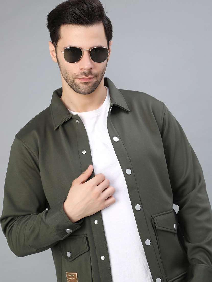 men solid long sleeve regualr fit shacket - 22223685 -  Zoom Image - 0