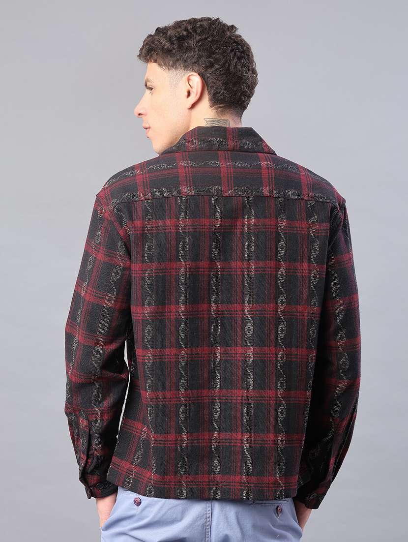 men checkered long sleeve regular fit shacket - 22223686 -  Standard Image - 3