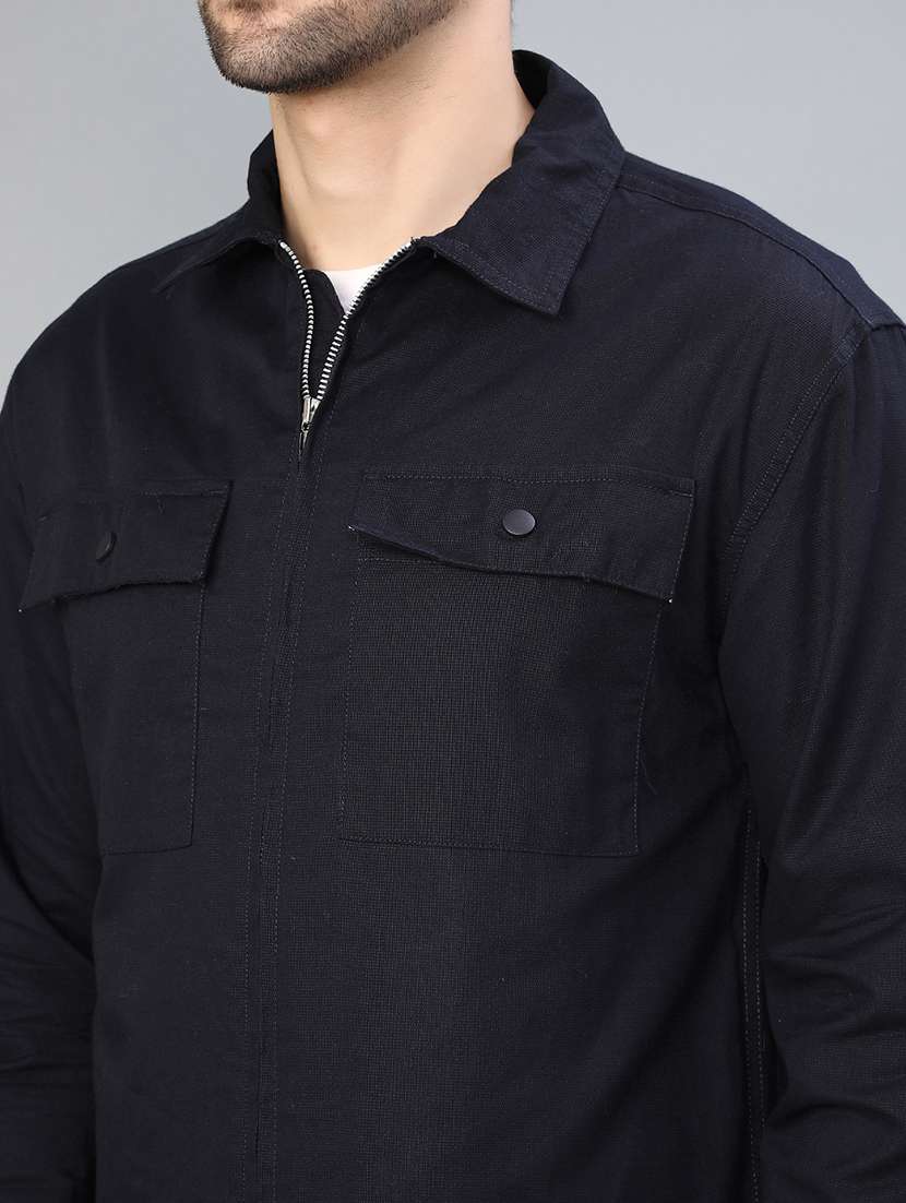 men solid long sleeve regular fit shacket - 22223688 -  Standard Image - 5