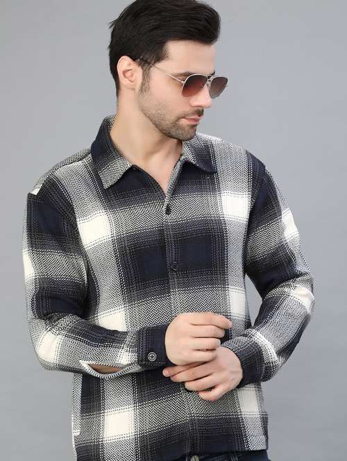 men checkered long sleeve regular fit shacket - 22223689 -  Standard Image - 0