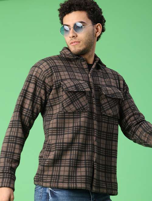 men checkered long sleeve regular fit shacket - 22223694 -  Standard Image - 0