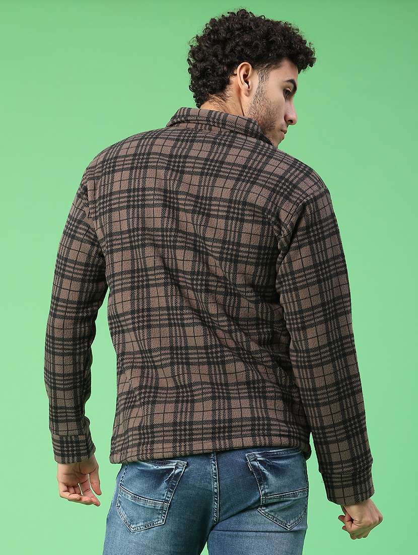 men checkered long sleeve regular fit shacket - 22223694 -  Standard Image - 3