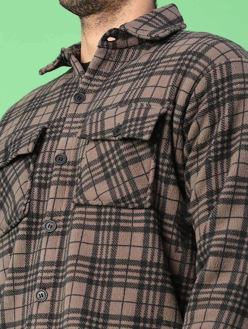 men checkered long sleeve regular fit shacket - 22223694 -  Standard Image - 5