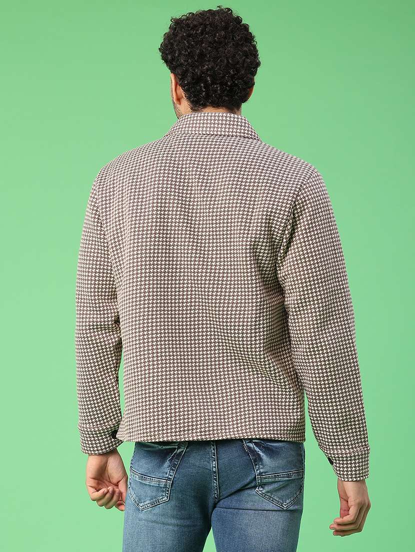 men houndstooth long sleeve regualr fit shacket - 22223698 -  Standard Image - 3