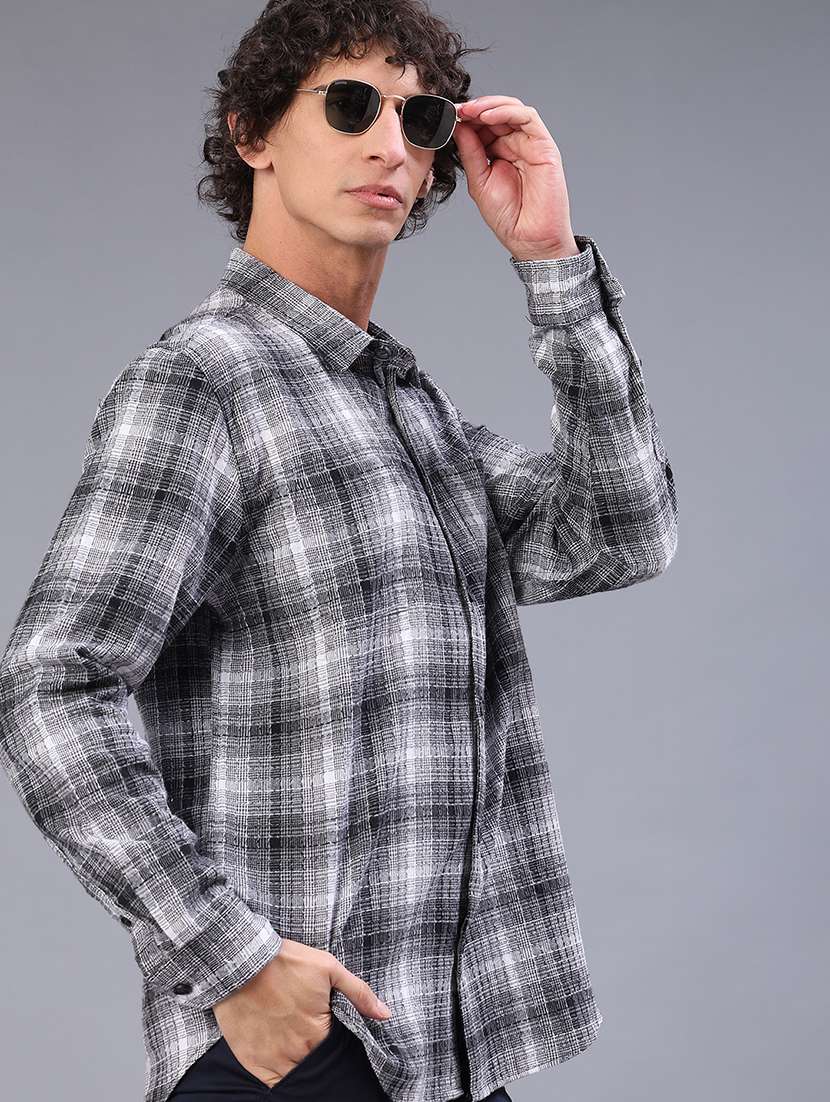 men checkered long sleeve regualr fit shacket - 22223701 -  Zoom Image - 0